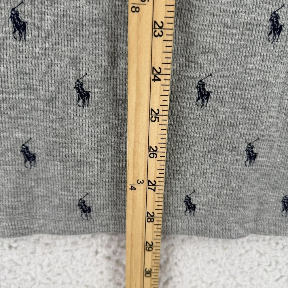 Polo Ralph Lauren Shirt Mens Large Gray Waffle Pony Logo Henley Sleep Pajama NWT